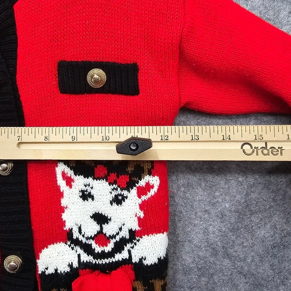 Jet Set Sweaters Vintage Kids Red Leopard Puppy Knit Cardigan Skirt Set Size‎ 6